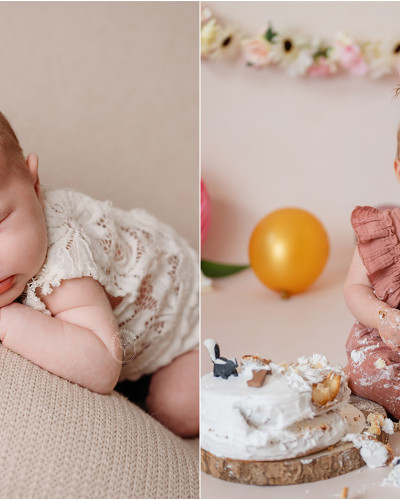 Eerst een Newborn shoot en een jaar later een Cake Smash