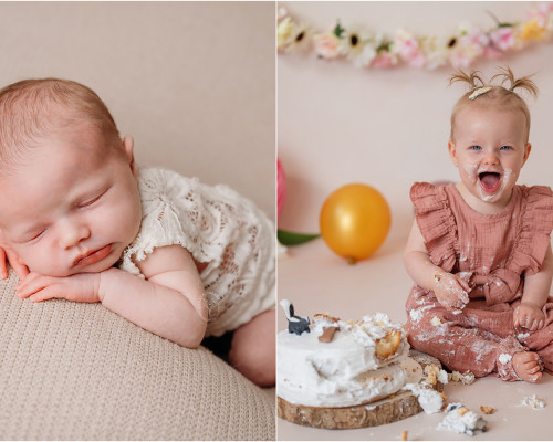 Eerst een Newborn shoot en een jaar later een Cake Smash