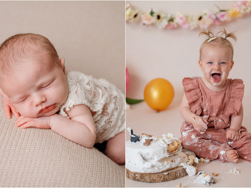 Eerst een Newborn shoot en een jaar later een Cake Smash